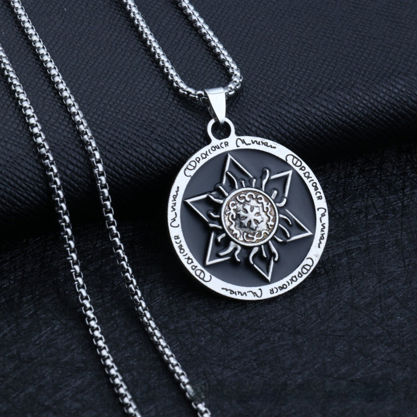 Retro Titanium Steel Necklace With A Palm-clapping Pendant