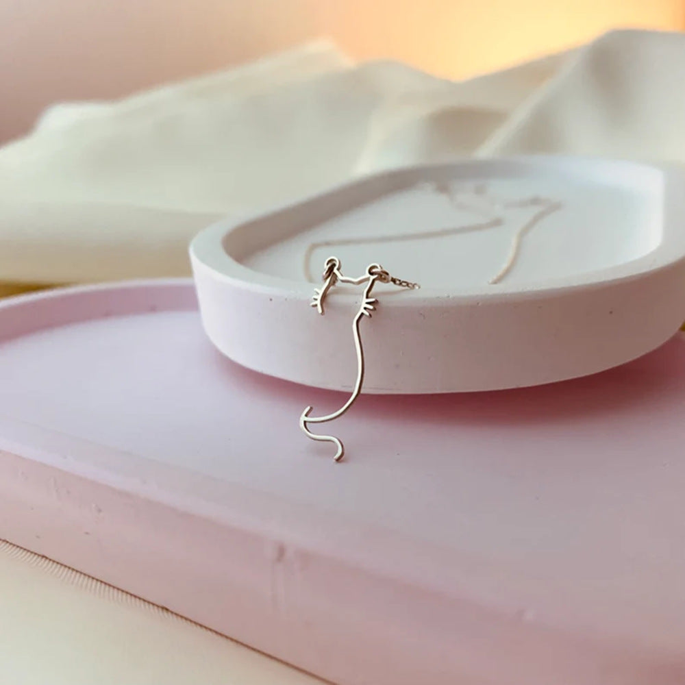 Stainless Steel Cartoon Cat Necklace Stylish Cute And Intricately Cutout