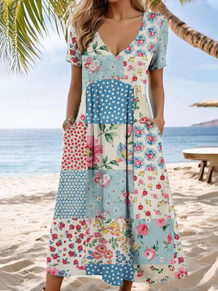 Womens Pocket Digital Print Dress