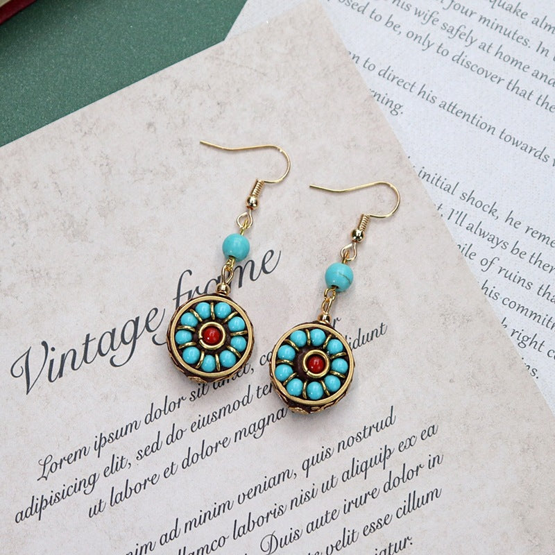Handmade Niche Nepalese Exotic Tibetan Ethnic-Style Earrings