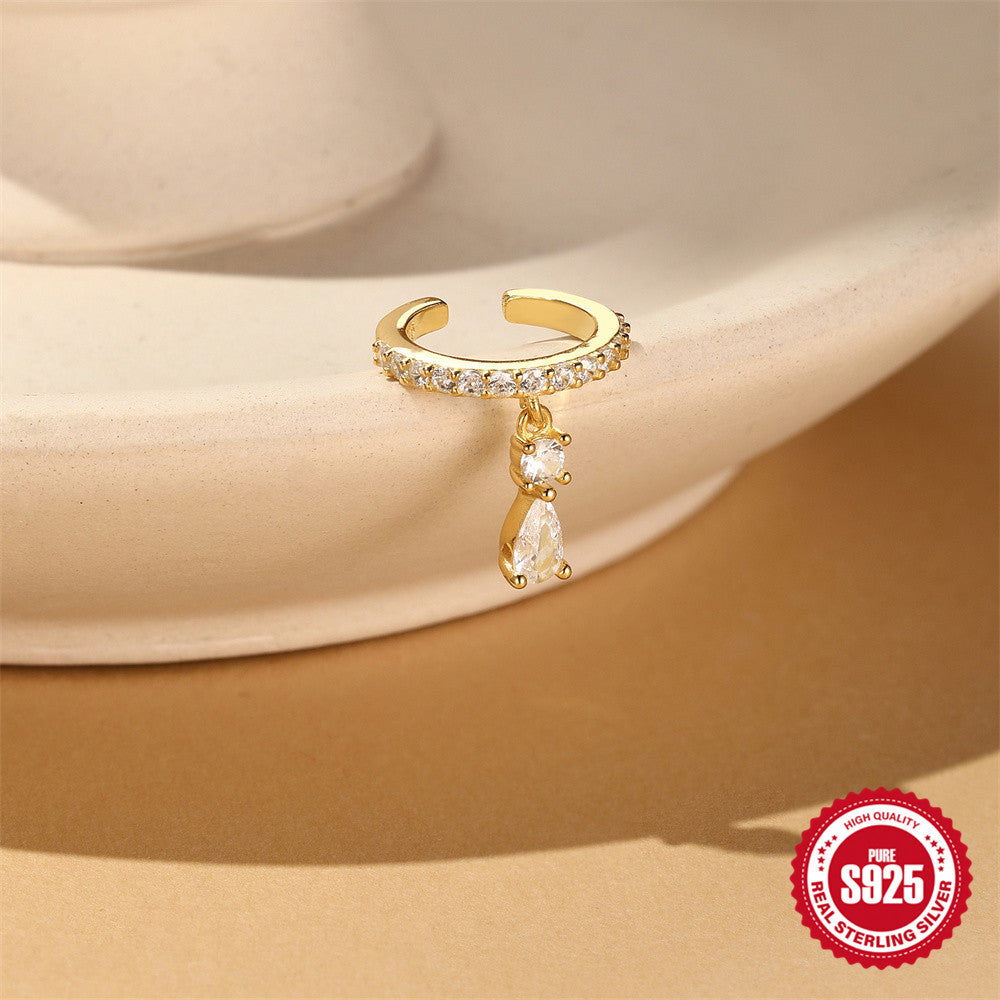 S925 Sterling Silver Smooth Surface Branch Ear Cuff