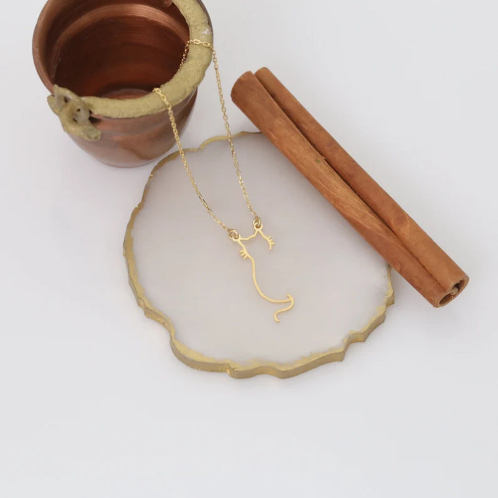 Stainless Steel Cartoon Cat Necklace Stylish Cute And Intricately Cutout