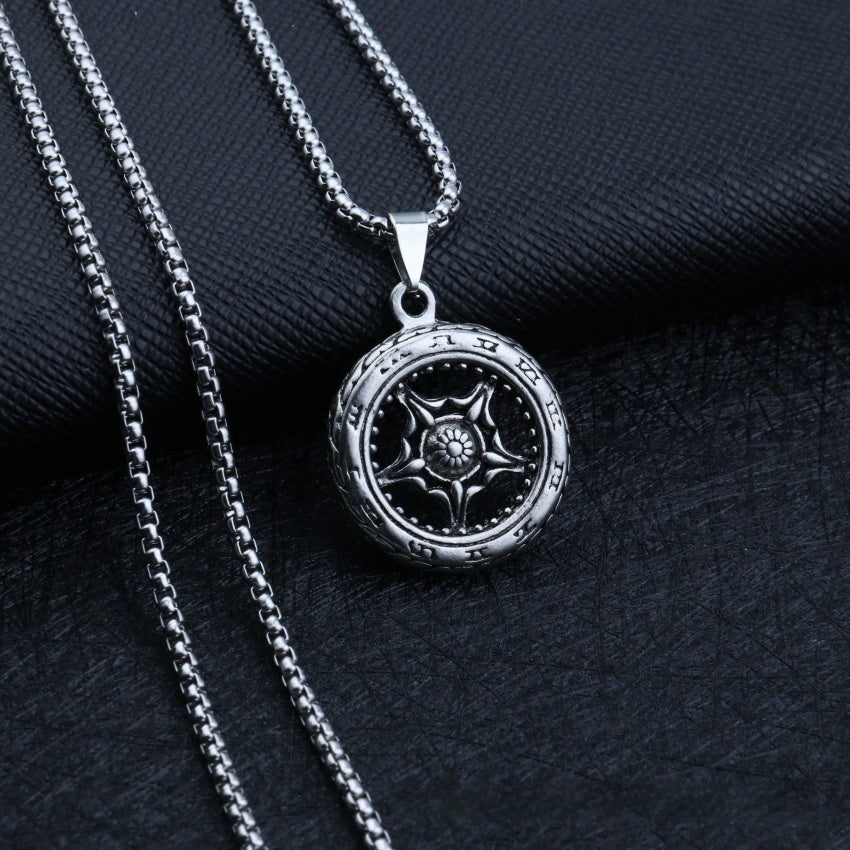 Retro Titanium Steel Necklace With A Palm-clapping Pendant