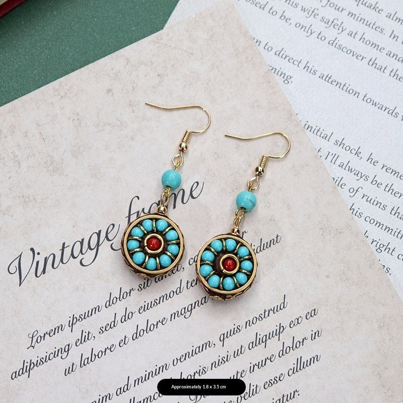 Handmade Niche Nepalese Exotic Tibetan Ethnic-Style Earrings