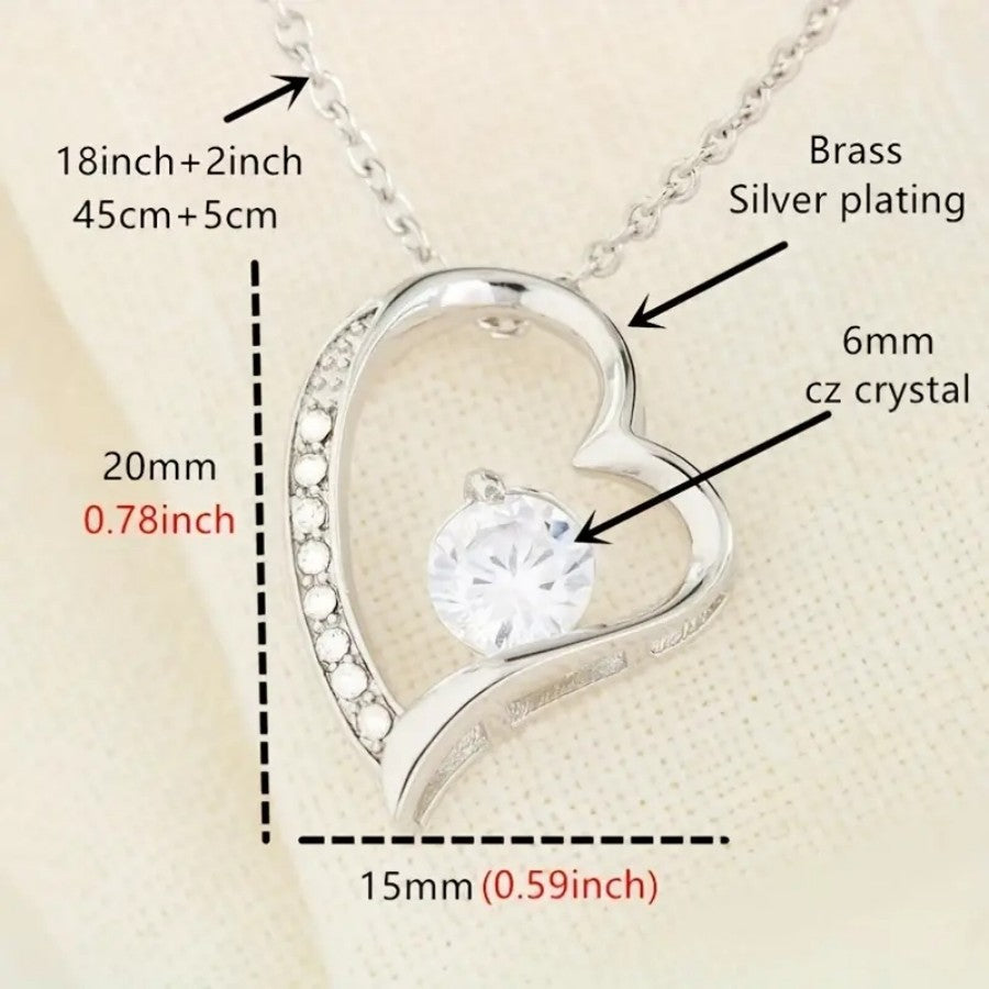 Womens Full-Diamond Eternal Heart Pendant Necklace