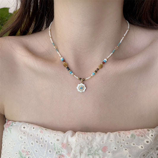 Sweet And Fresh White Fritillaria Flower Collarbone Chain