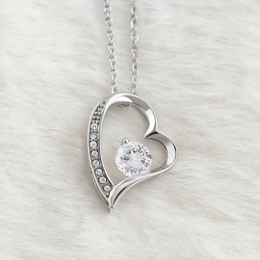 Womens Full-Diamond Eternal Heart Pendant Necklace