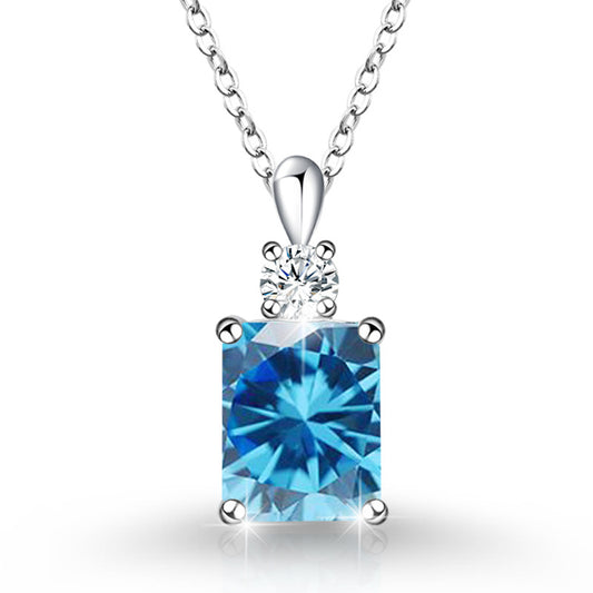 Simple Square Twelve Birthstone Pendant Necklace