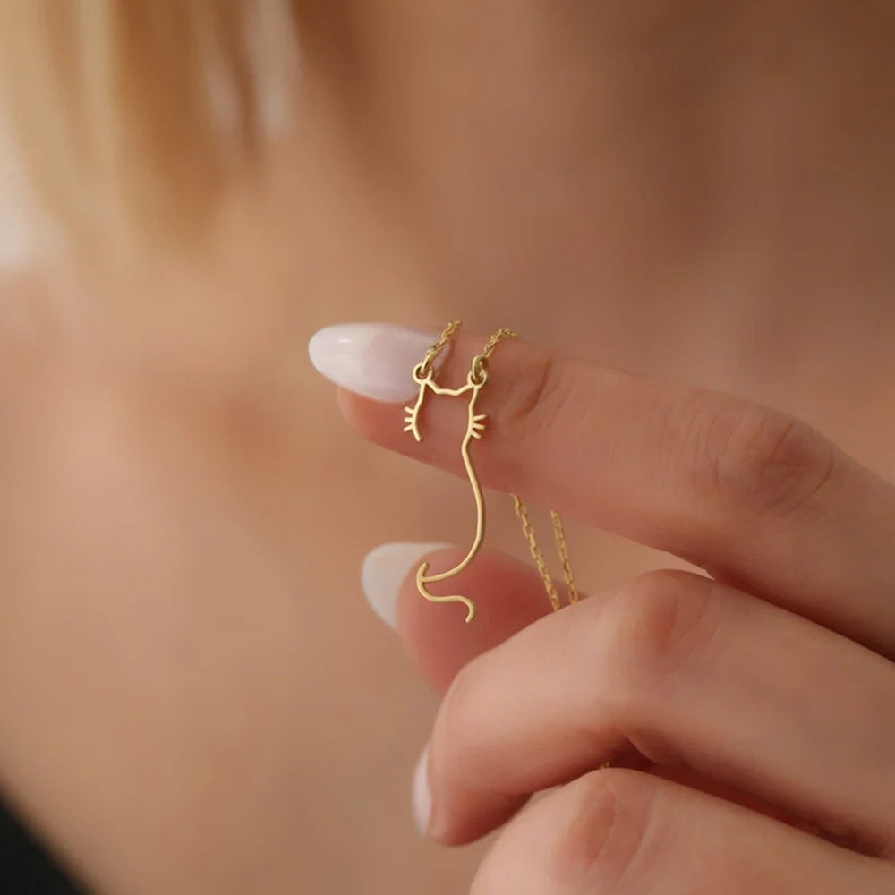 Stainless Steel Cartoon Cat Necklace Stylish Cute And Intricately Cutout