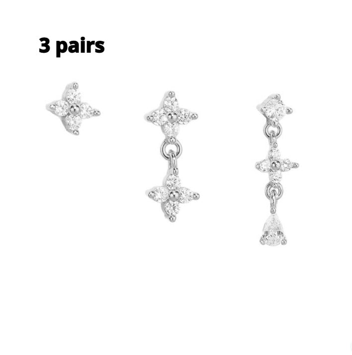 Luxury Geometric Zircon Tassel Earring Set