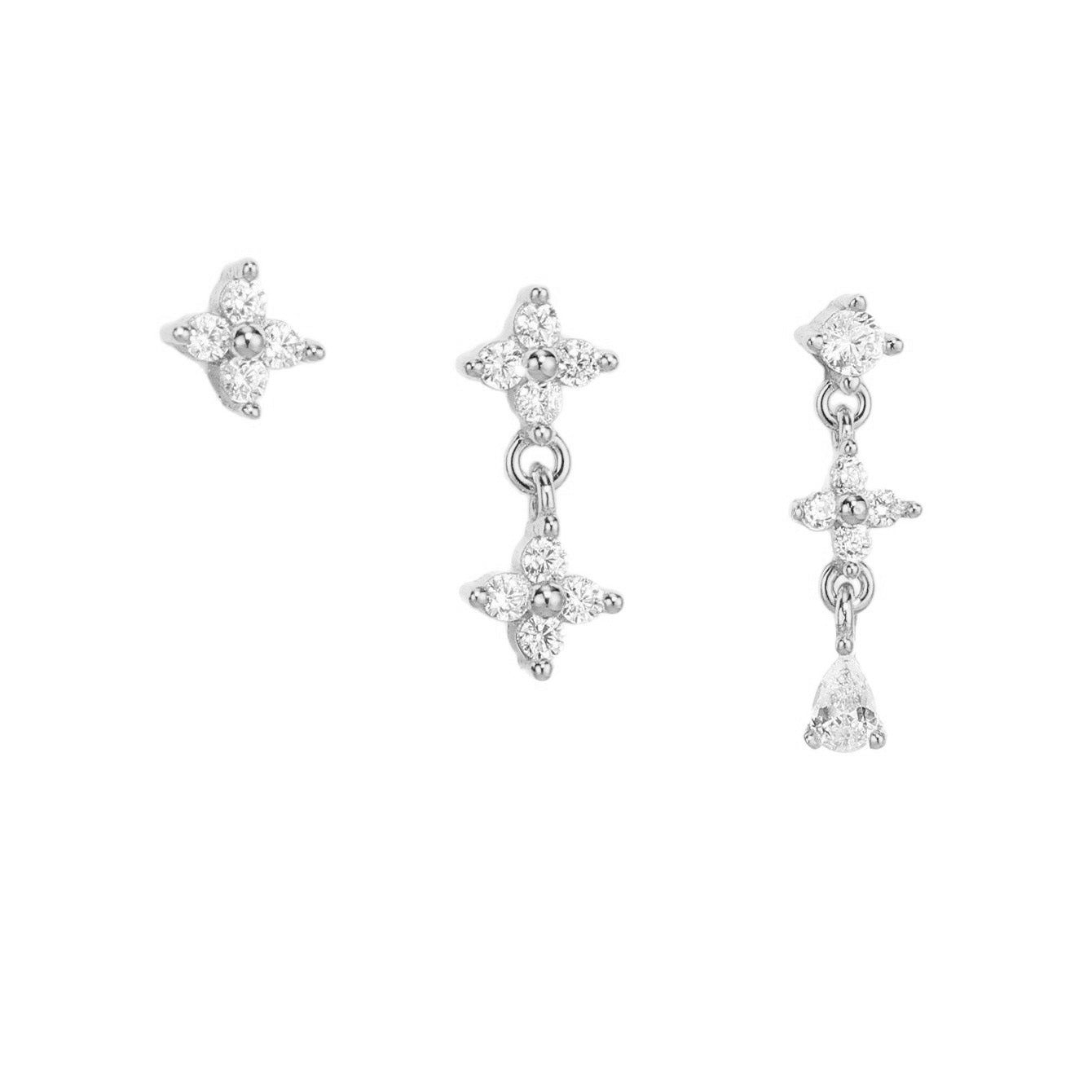 Luxury Geometric Zircon Tassel Earring Set