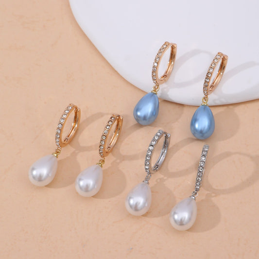 Womens Jewelry Purple Pearl Hoop Earrings